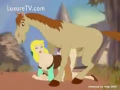 Hot floozy fucked by horse